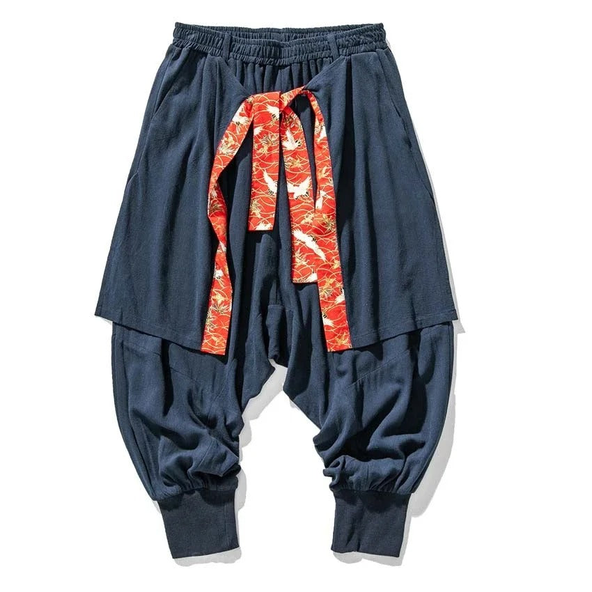 Yukata Style Streetwear Pants Linen/Cotton