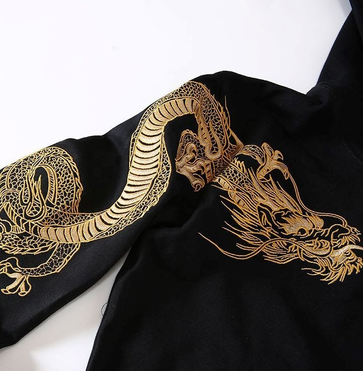 Sudadera con capucha con bordado pesado - Golden Dragon