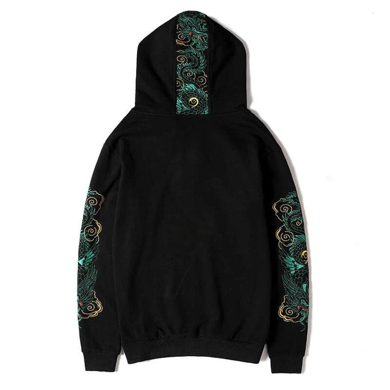 Azure Dragon Embroidery Hoodie