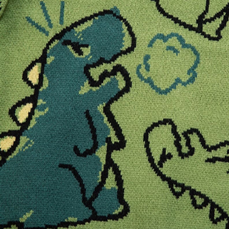 Knitted Sweater Angry Dinosaur