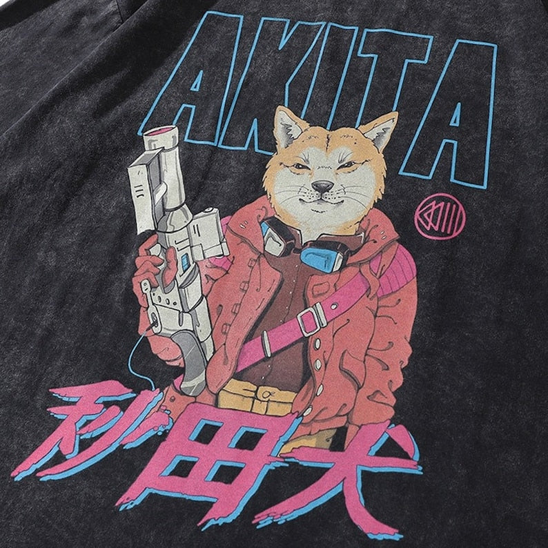Akita T-Shirt Retro Washed Style Oversize