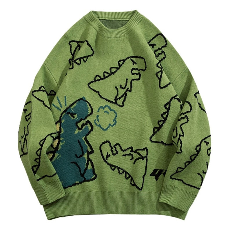 Knitted Sweater Angry Dinosaur