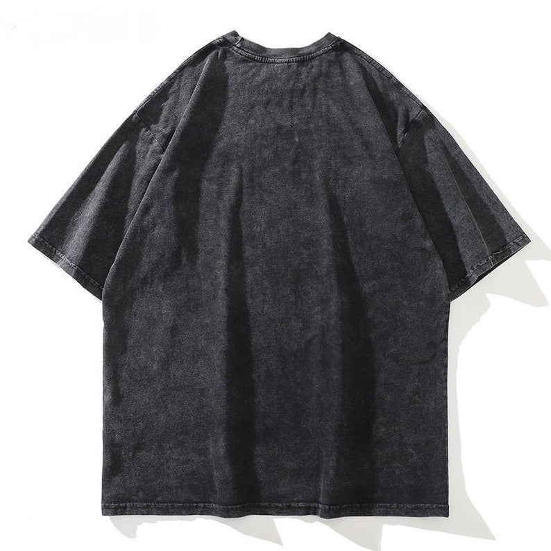 Samurai Cat Washed T shirt Oversize Cotton