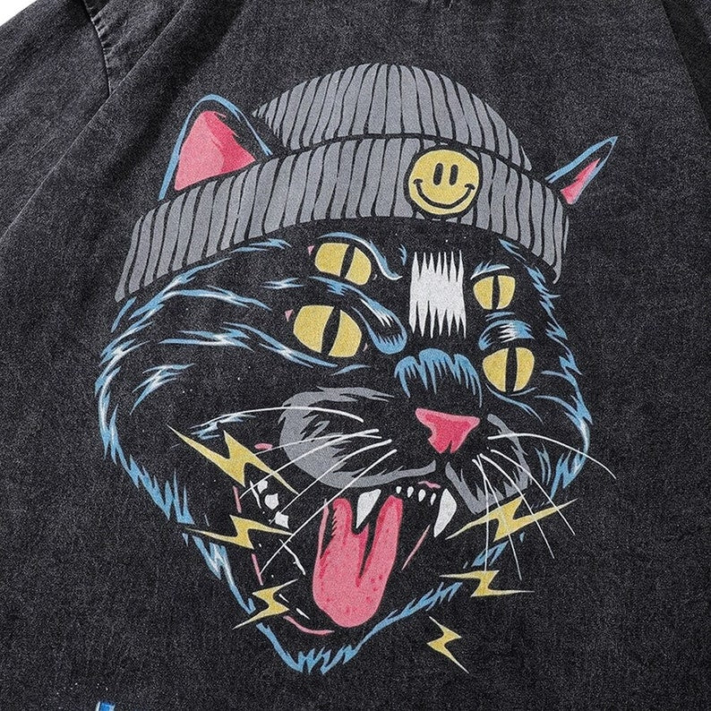 Street Cat T-shirt Graphic Unisex Oversize