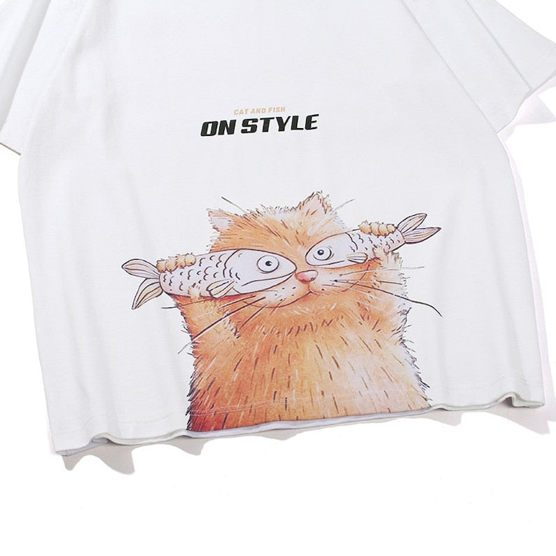 Japanese Cat Fish T-shirt, Funny Tee