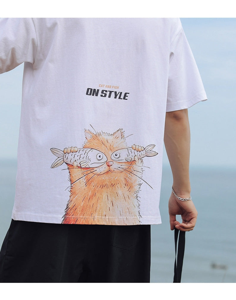 Japanese Cat Fish T-shirt, Funny Tee