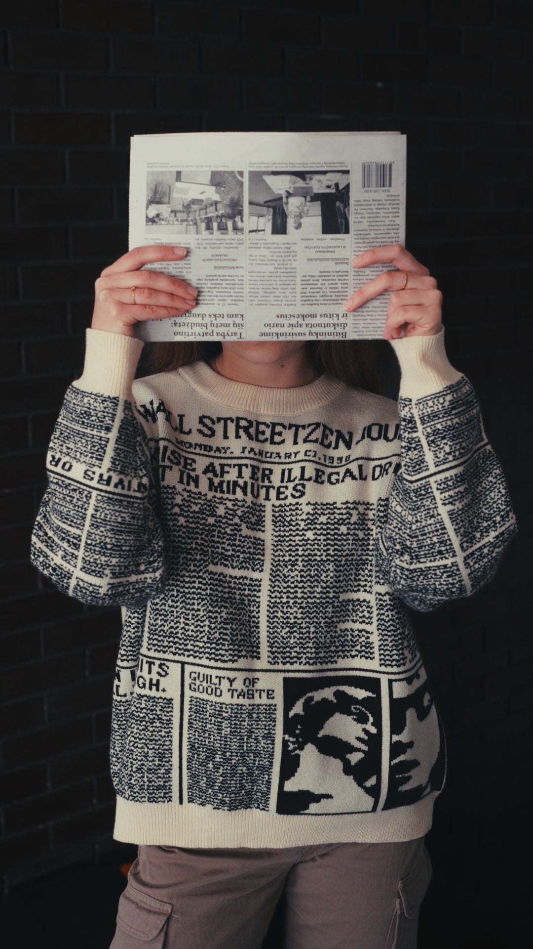Newspaper Knitted Pattern Sweater - Unisex