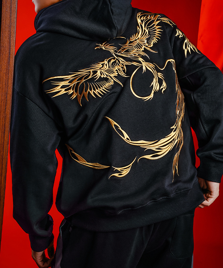 Golden Phoenix Embroidered Hoodie