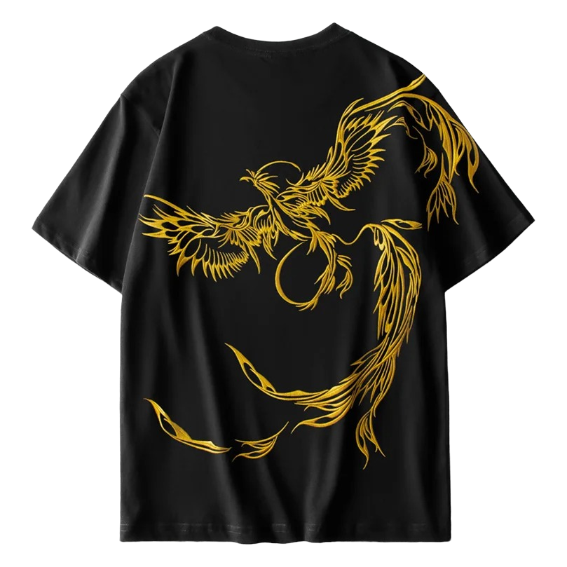 Embroidered Phoenix T-shirt, Japan Street Style (Unisex)