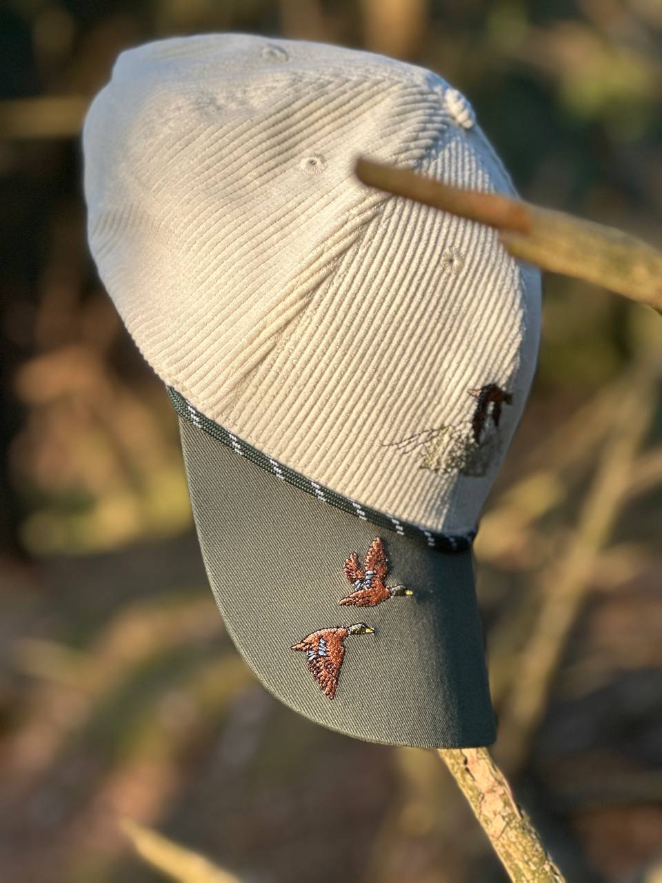 Corduroy Duck - Embroidered Unisex Cap Moss Green