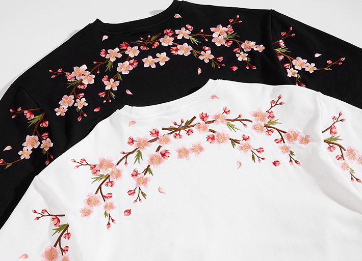 Embroidered Sakura Sweater, Japan Street Style (Unisex)