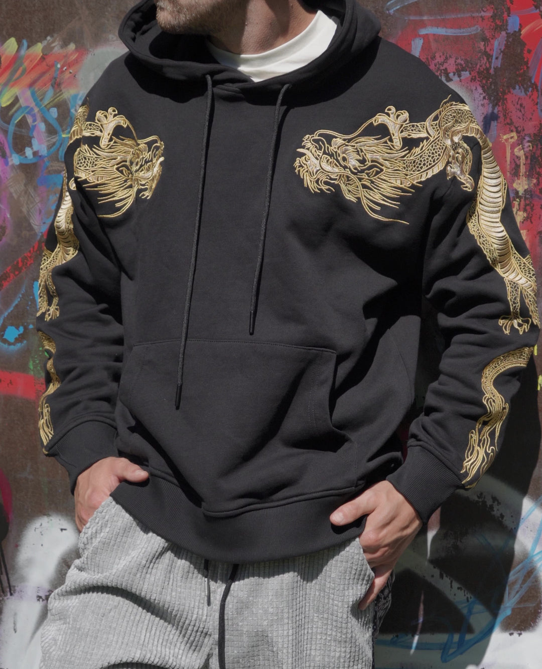 Golden Dragon Embroidery Unisex Hoodie