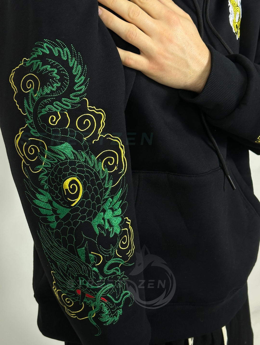 Azure Dragon Embroidery Hoodie
