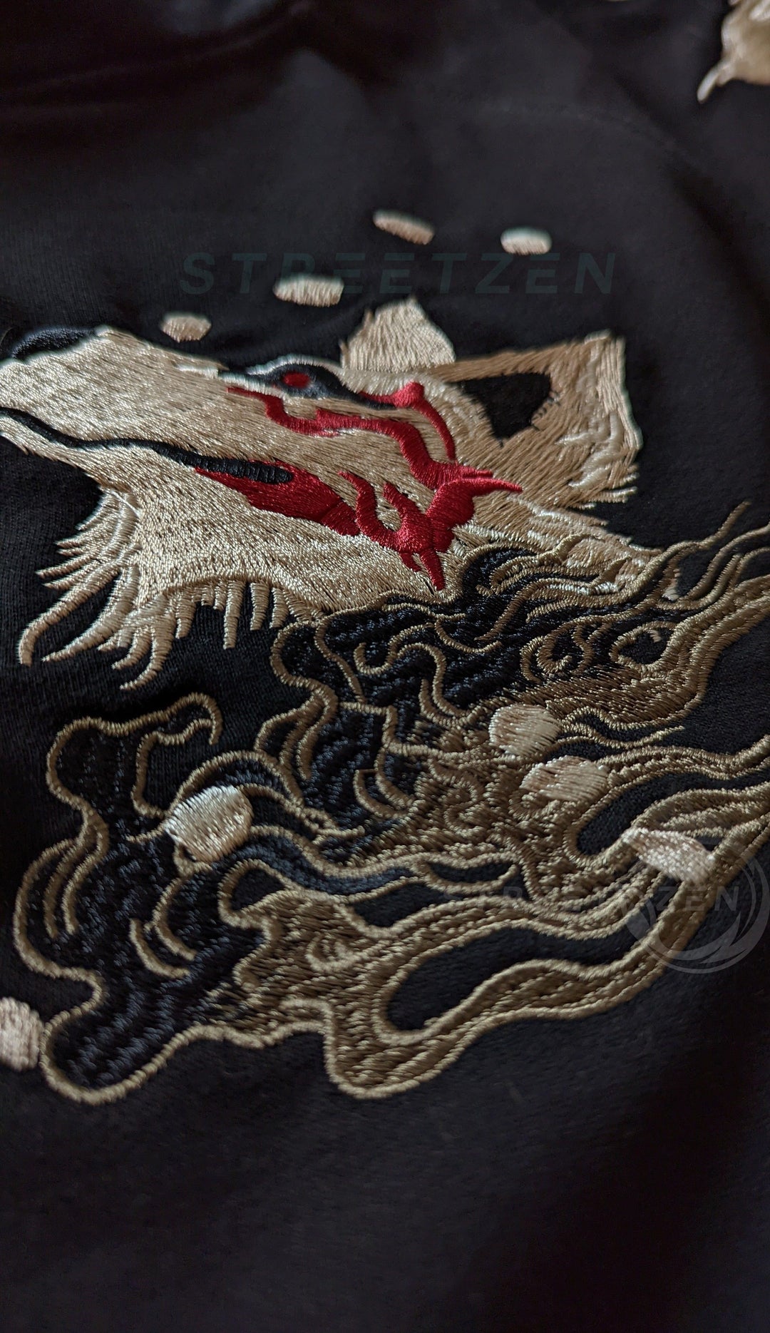 Nine Tailed Fox Kitsune Embroidered Hoodie, Yokosuka Pullover