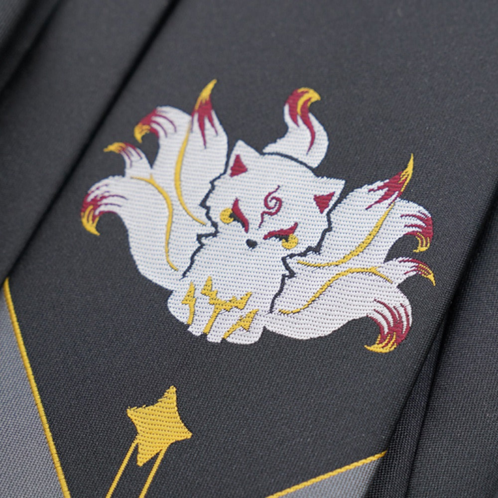 Japanese Nine Tail Fox Embroidered Tie