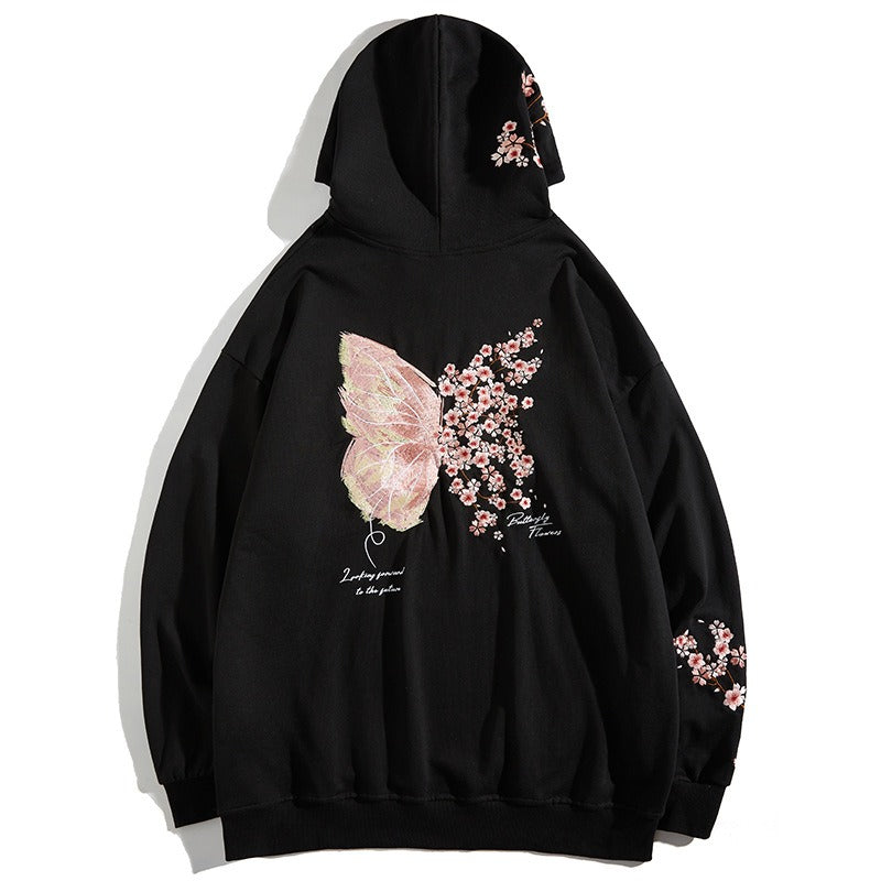 Embroidered hoodie Japanese sakura