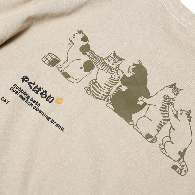 Retro Japanese Cat Bath T-Shirt