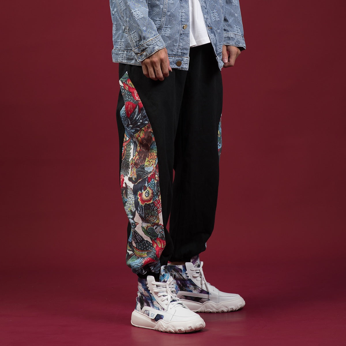 【SATIIIZ】Hoen Suede Pintuck Banding Pants SJ310DX-HC - 17oz Hickory Stripe Indigo OW Painter Work