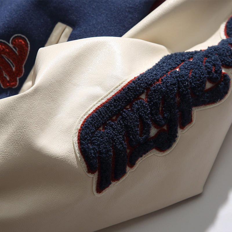 Vintage Embroidered Letter Baseball Jacket