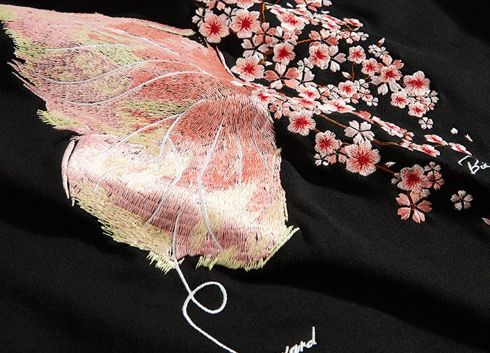 Embroidered Sakura Hoodie - Japanese Streetstyle