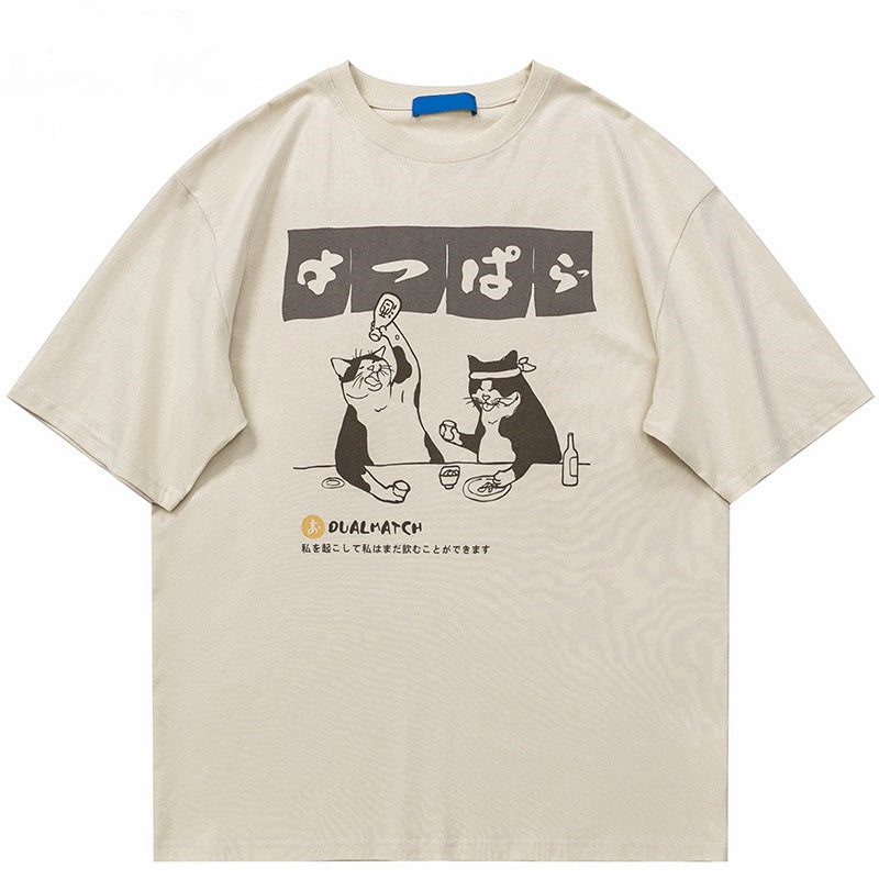 Japanese Cats Drinking T-Shirt
