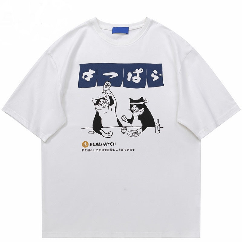 Japanese Cats Drinking T-Shirt