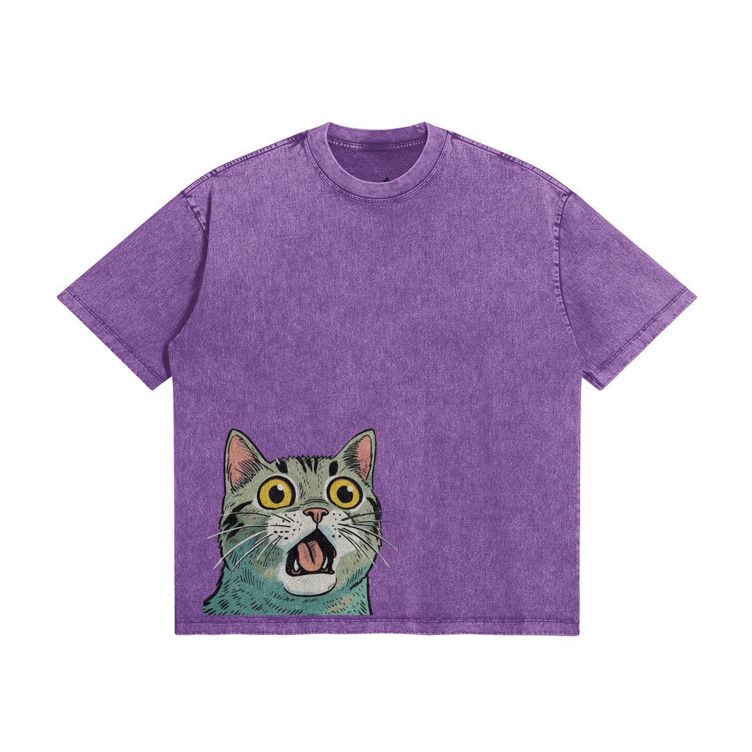 Freaked Out Cat - Oversized Unisex Heave T-shirt