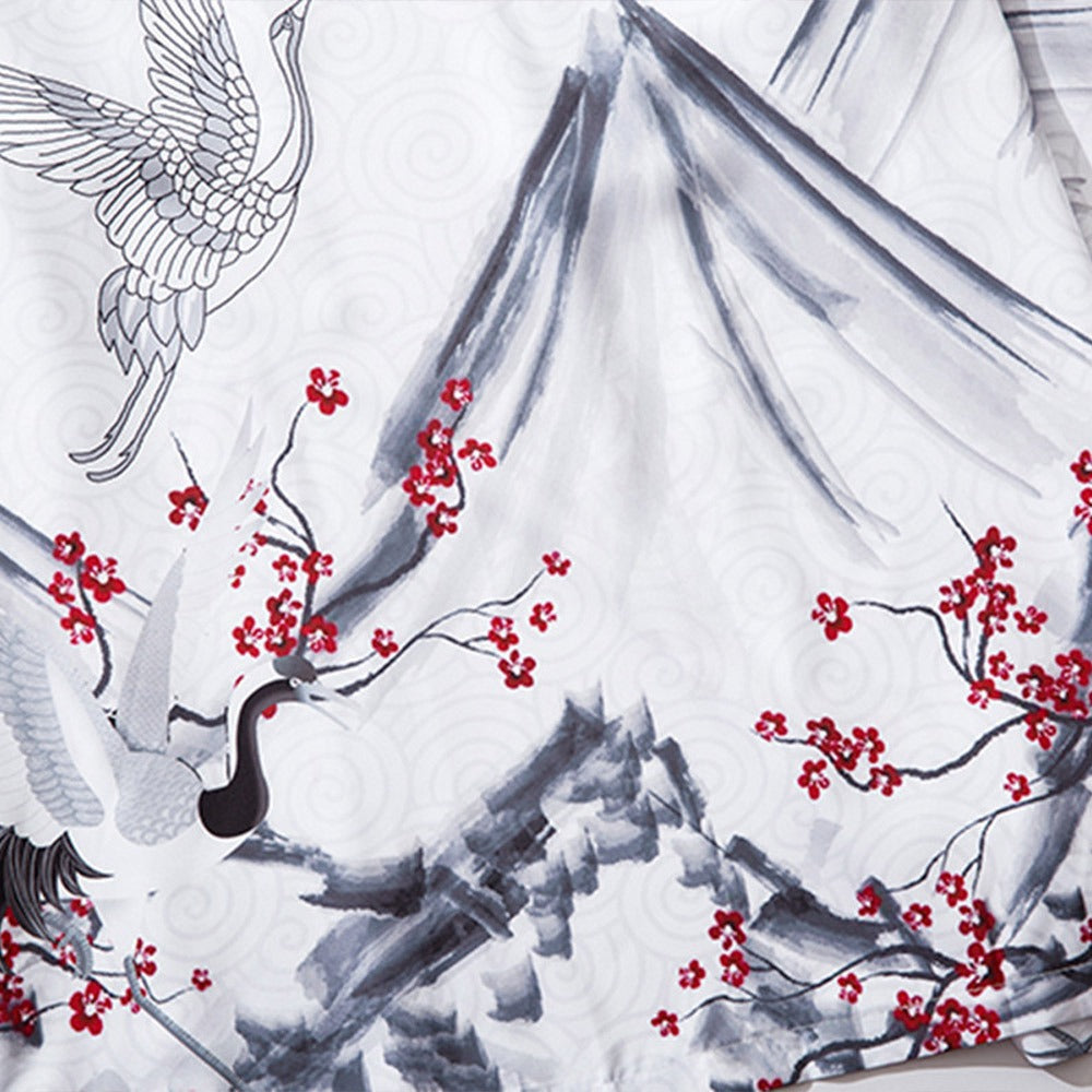 White Crane Kimono, Japanese Robe
