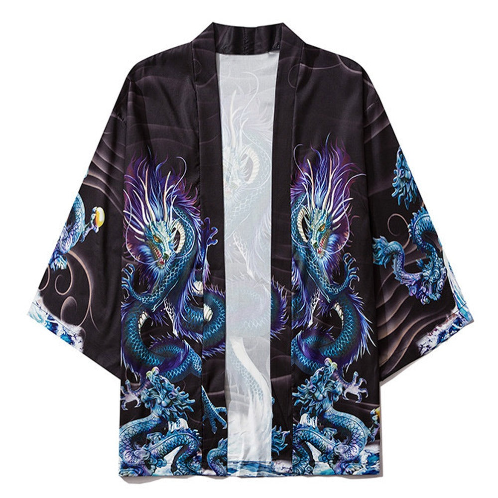 Blue Dragon Kimono, Japanese Robe