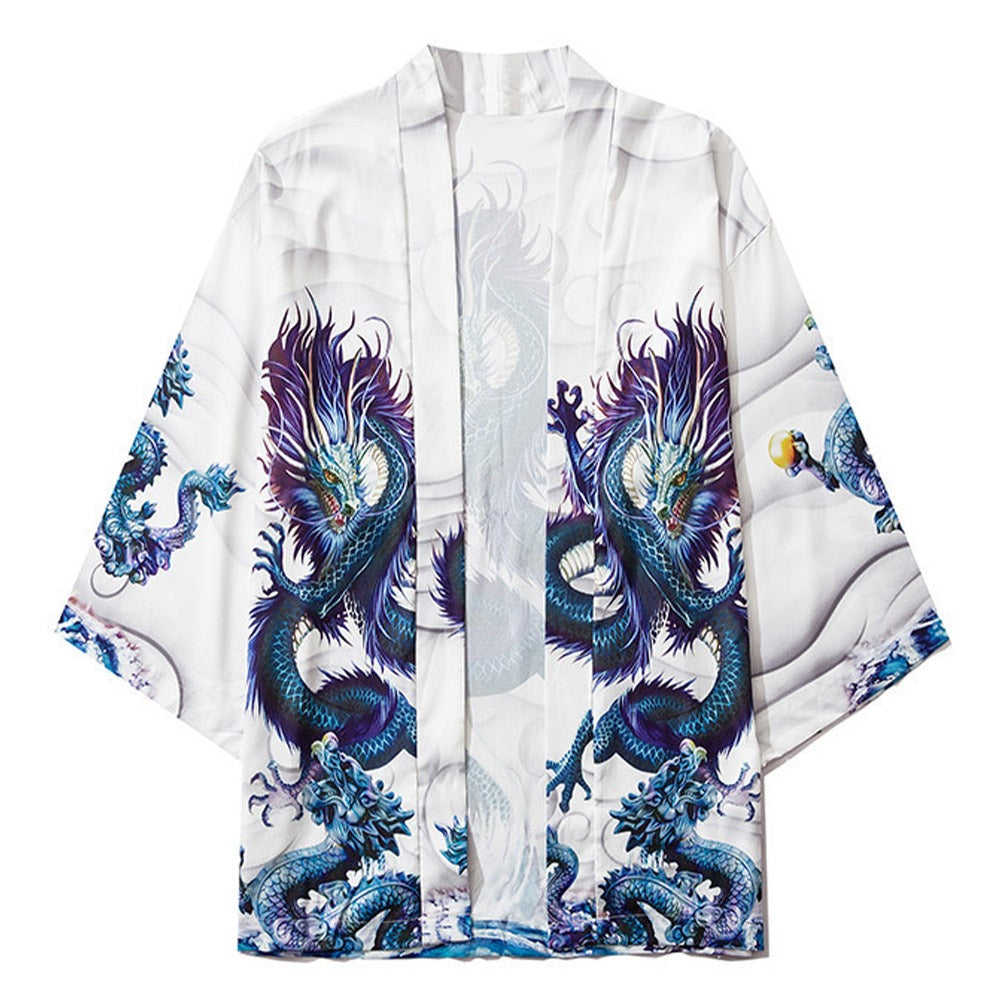 Blue Dragon Kimono, Japanese Robe